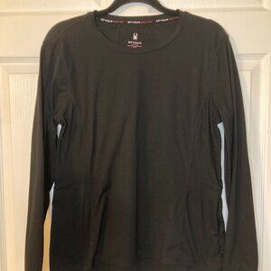 Spyder Active Women's Black Long Sleeve Fitted Shirt - Zip Pocket - Size XL